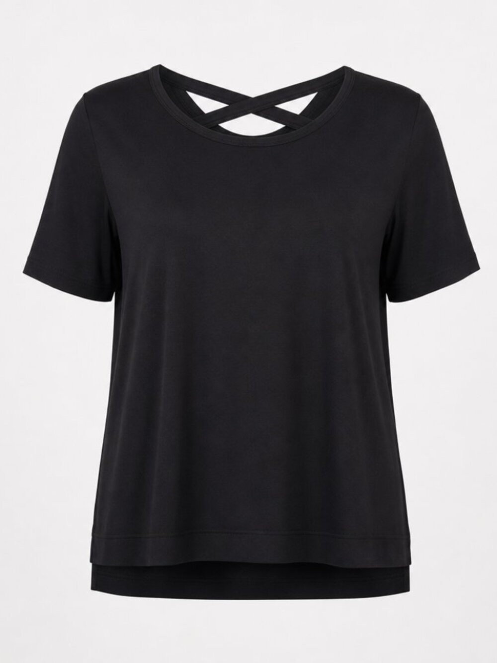 90 Degree Reflex Black Cross Strap Short Sleeve Top Large